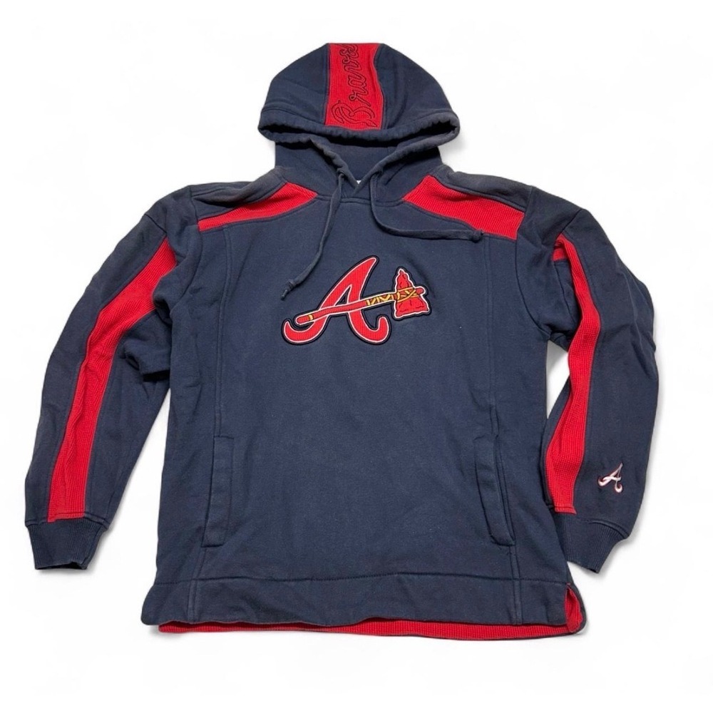 Majestic Atlanta Braves MLB Hoodie Navy Blue Red Pullover